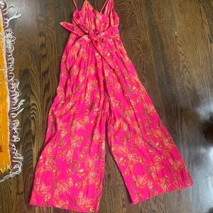 Free People Pink Hot Tropics Jumpsuit